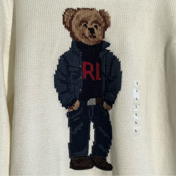 Ralph Lauren Cream Sweater with Bear Design - Picture 4 of 4